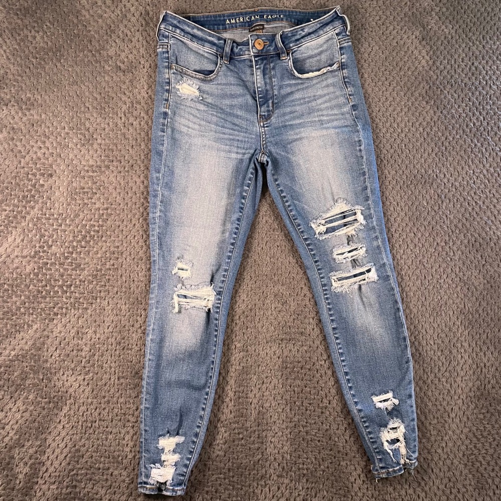 American Eagle Women's Distressed Jegging Size 8 Short Stretch Denim Casual‎